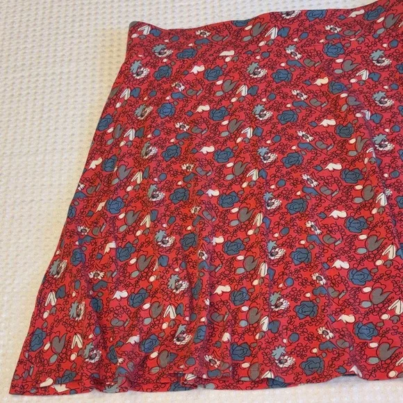 Boden Size 8 Red-Pink Blue Gray White Floral A-Line Mini Knee Length Skirt - Picture 3 of 10